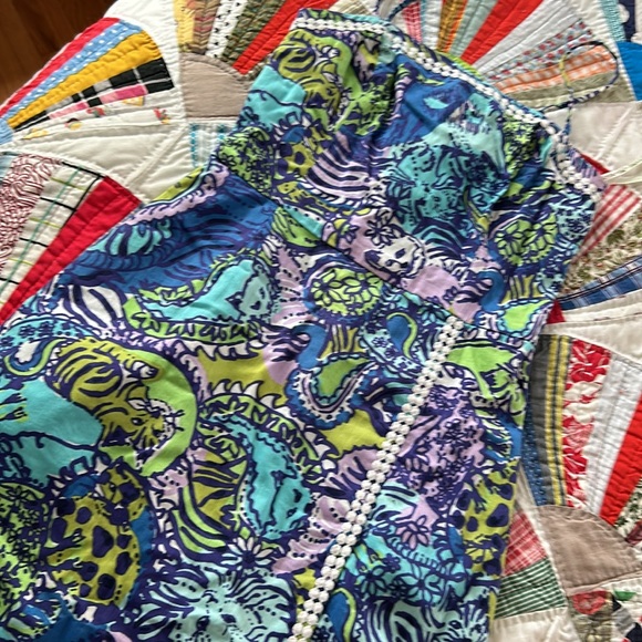 Lilly Pulitzer Blue Paisley Cat Print Mini Romper Dress A17. Cattitude dress😻 - Picture 6 of 8